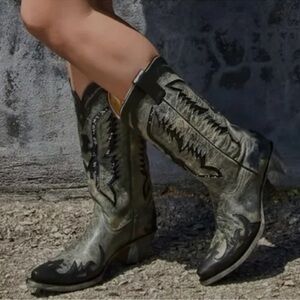 CORRAL EAGLE SEQUIN INLAY SNIP TOE COWBOY BOOTS SIZE 7.5